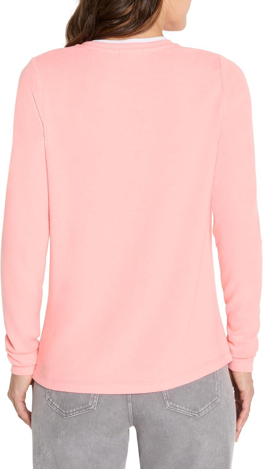 imageNICZoe Womens Cozy Jersey Double Layer Split Neck TeeGrapefruit Fizz
