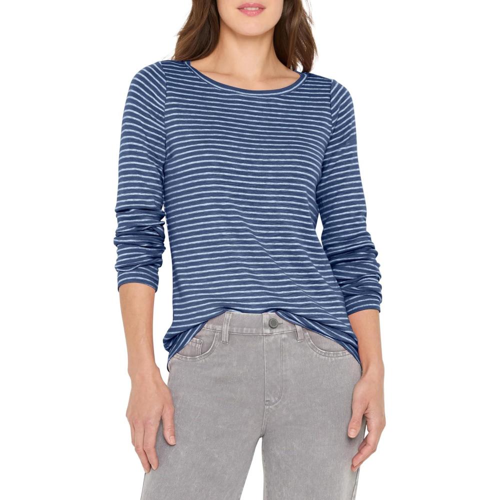 imageNICZOE Womens Long Sleeve Stripe Boat TeeBlue Multi