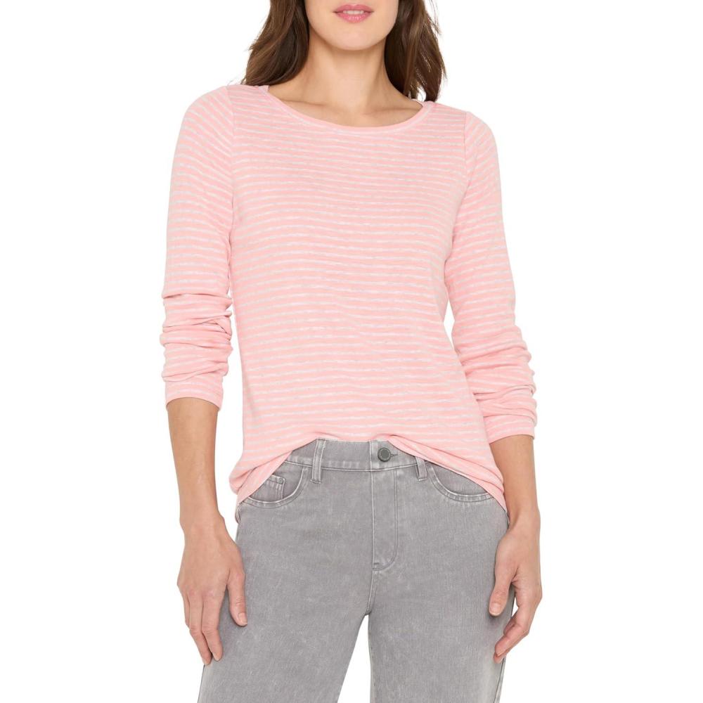 imageNICZOE Womens Long Sleeve Stripe Boat TeePink Multi