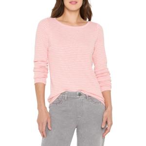 NIC+ZOE Womens Long Sleeve Stripe Boat Tee(Pink Multi)