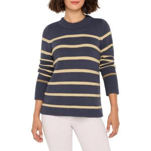 NIC+Zoe Womens Go to Stripe Sweater(Indigo Multi)