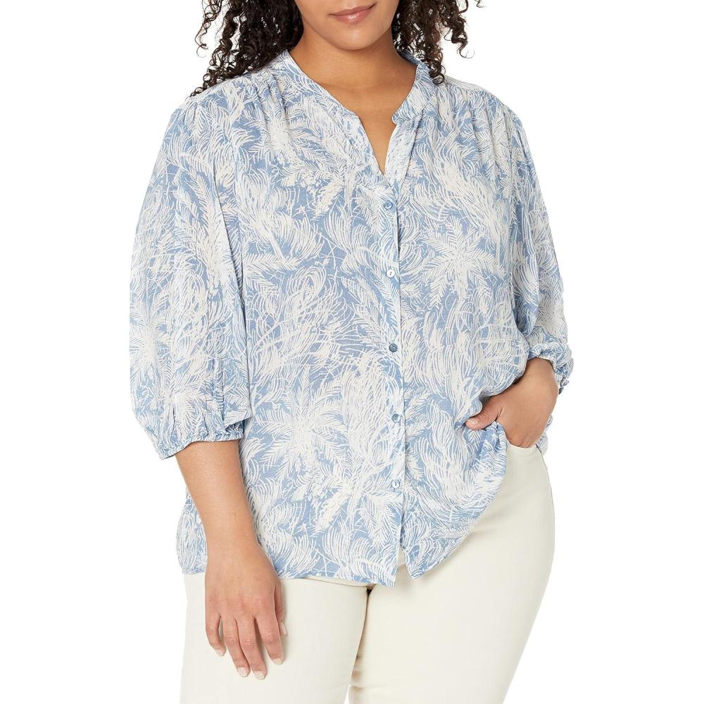 imageNICZOE Womens Bursting Palms ShirtBlue Multi