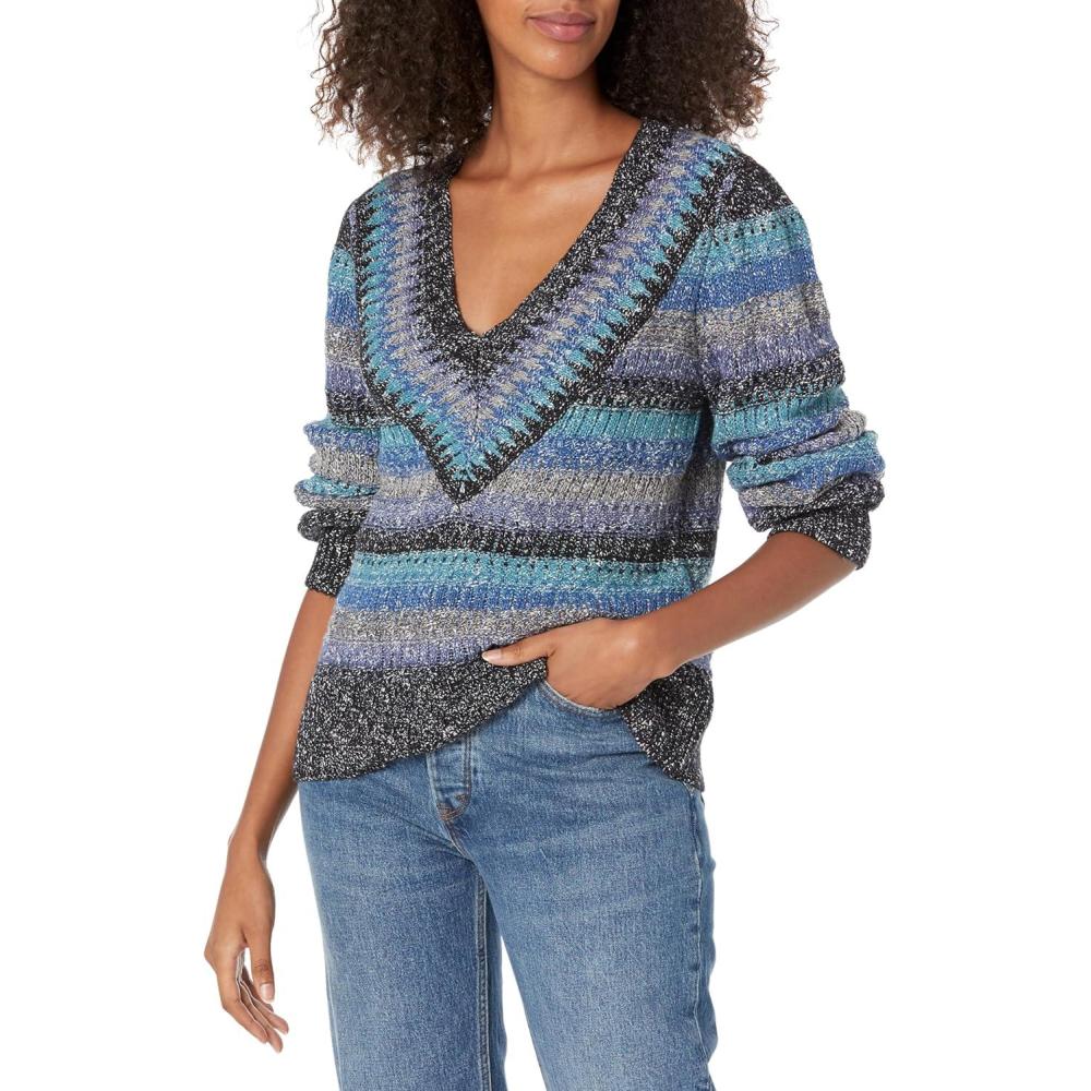 image:imageNICZOE Womens Sapphire Stripes SweaterBlue Multi