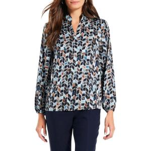 NIC+ZOE Women’s Herringbone Blues Top(Blue Multi)