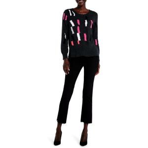 NIC+Zoe Womens Falling Frost Sweater(Pink Multi)