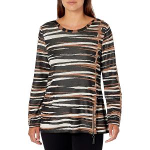 NIC+ZOE Womens Mighty Zip Sweater(Black Multi)