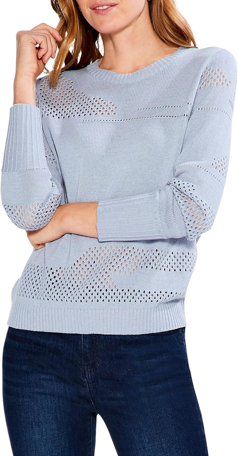 image:imageNICZOE Womens Placed Pointelle SweaterBlue Glacier