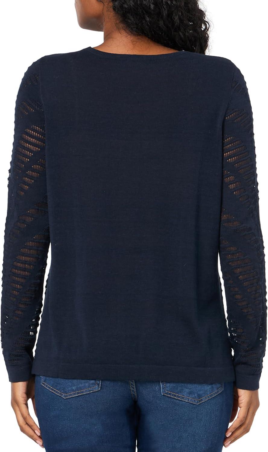 image:imageNICZOE Womens Placed Pointelle SweaterDark Indigo