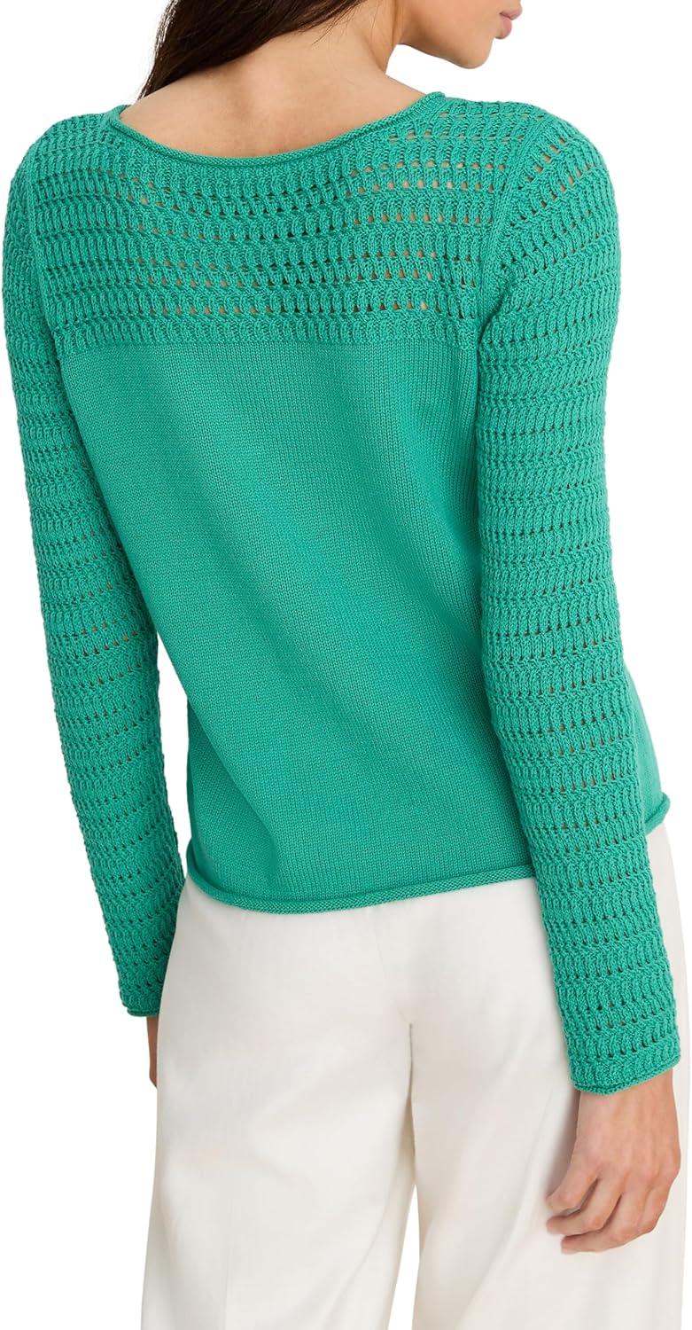 image:imageNICZOE Womens Placed Pointelle SweaterEmerald