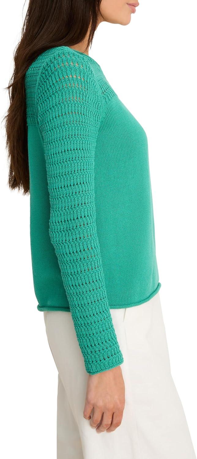 image:imageNICZOE Womens Placed Pointelle SweaterEmerald