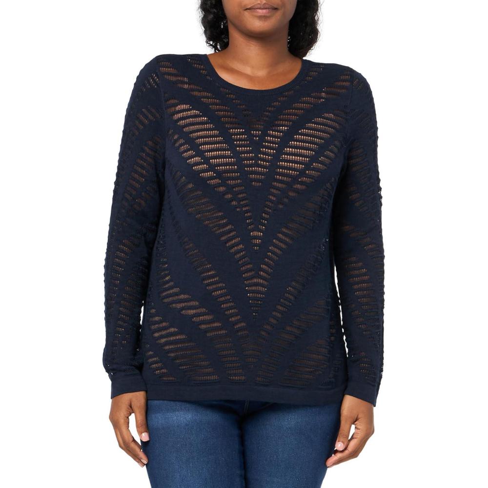 image:imageNICZOE Womens Placed Pointelle SweaterDark Indigo