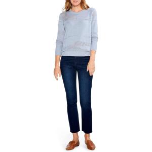 NIC+ZOE Women’s Placed Pointelle Sweater(Blue Glacier)