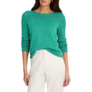 NIC+ZOE Women’s Placed Pointelle Sweater(Emerald)