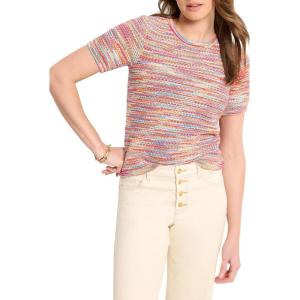 NIC+ZOE Women’s Spacedye Tuck Stitch Sweater Tee(Pink Multi)