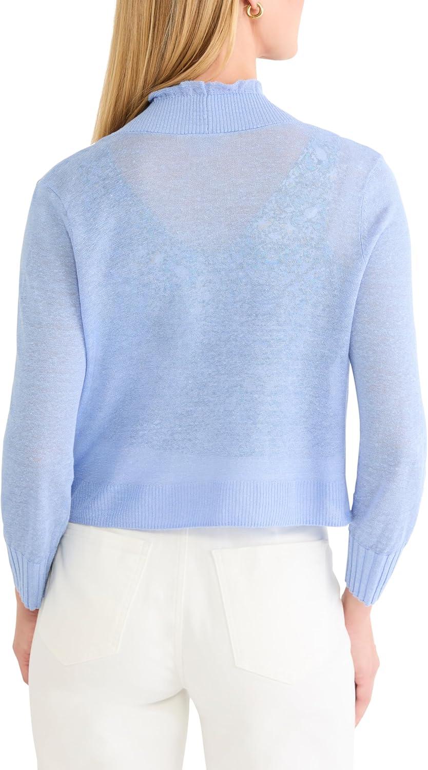 image:imageNICZoe Womens Ruffle Featherknit CardiganFrench Blue