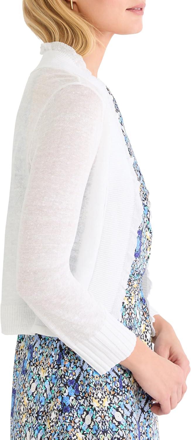 image:imageNICZoe Womens Ruffle Featherknit CardiganPaper White