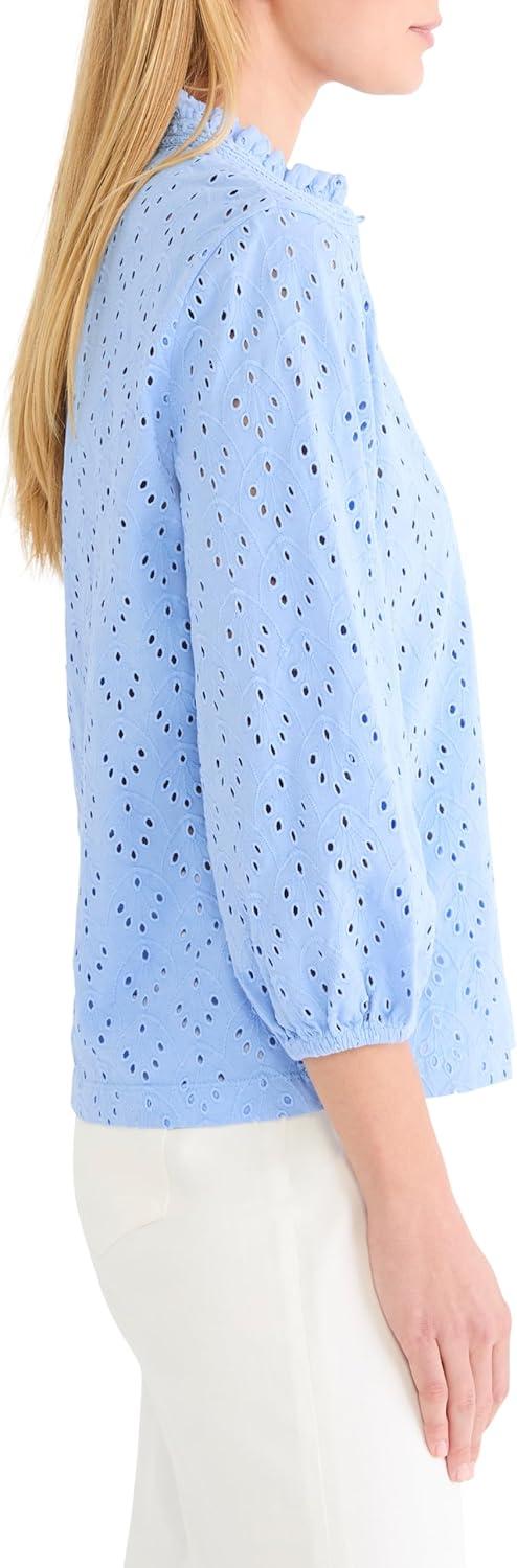 image:imageNICZoe Womens Knit Eyelet Ruffle Neck TopFrench Blue