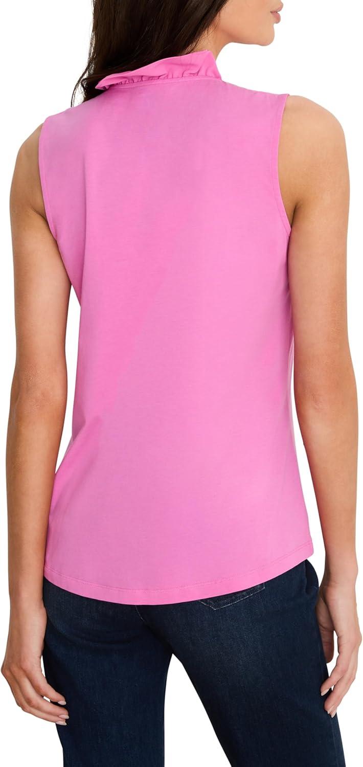 image:imageNICZoe Womens Sleeveless Stretch Ruffle Neck TankCrocus Pink