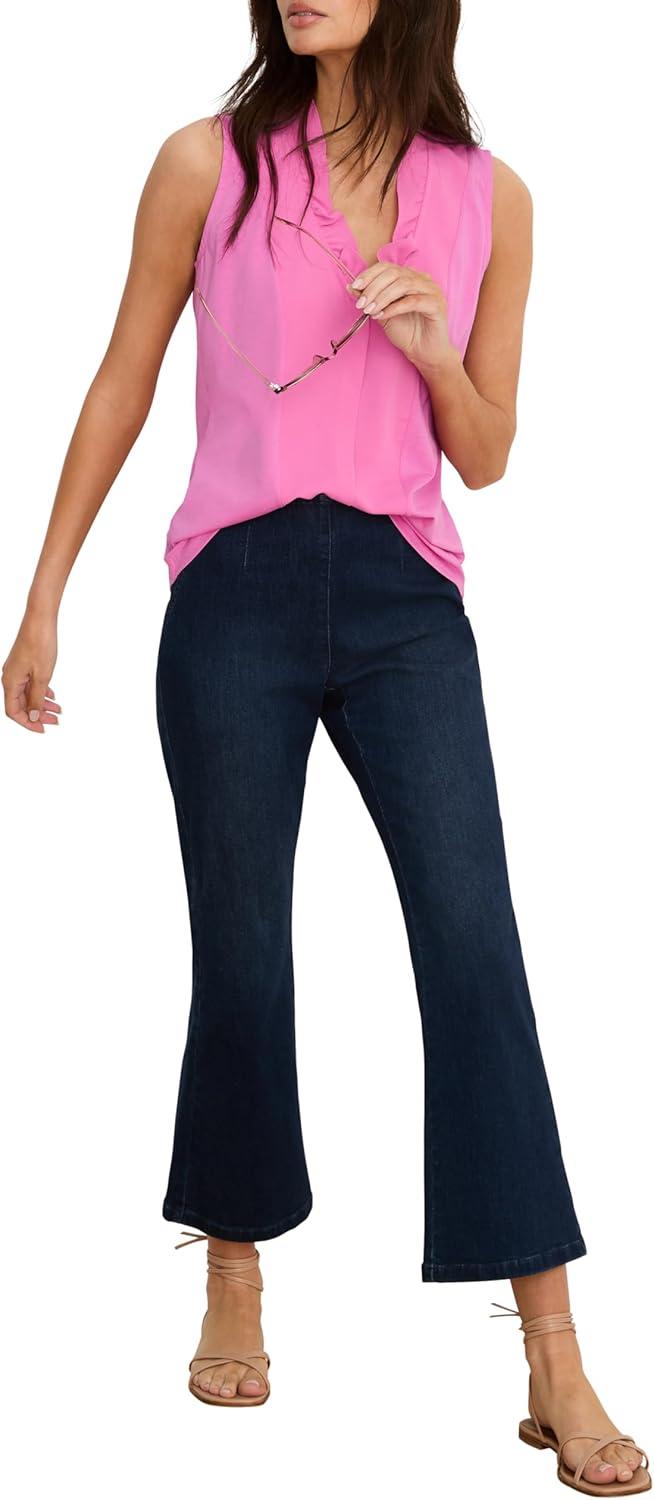 image:imageNICZoe Womens Sleeveless Stretch Ruffle Neck TankCrocus Pink