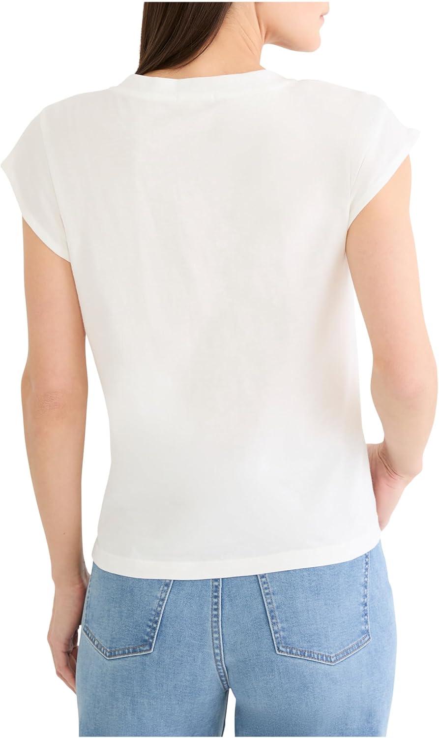 image:imageNICZoe Womens VNeck Cap Sleeve Supima Cotton TShirtPaper White