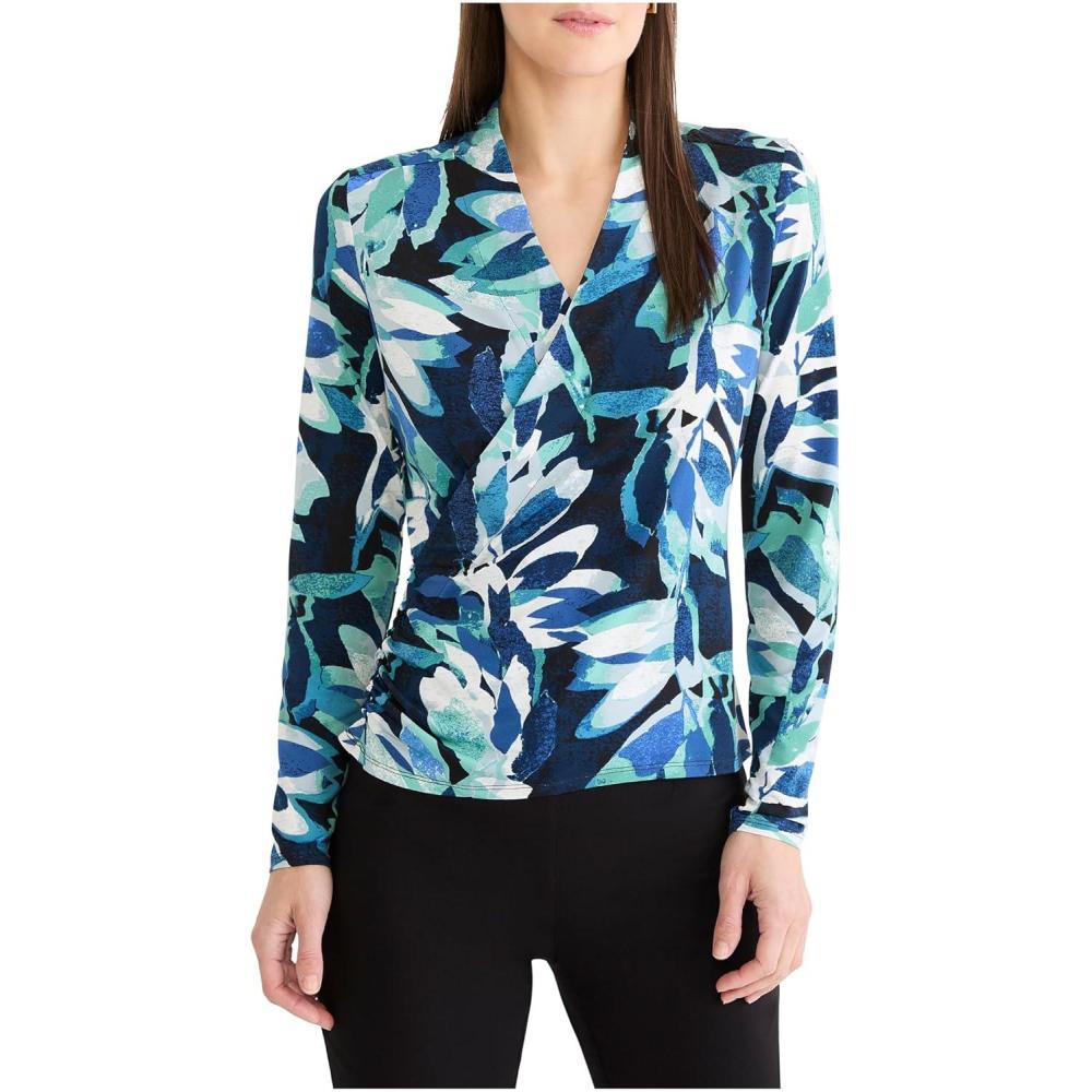 image:imageNICZoe Womens Giverny Knit Wrap TopGreen Garden