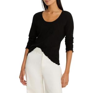 NIC+Zoe Women’s 3/4 Sleeve Lace Knit Scoop Tee(Black Onyx)