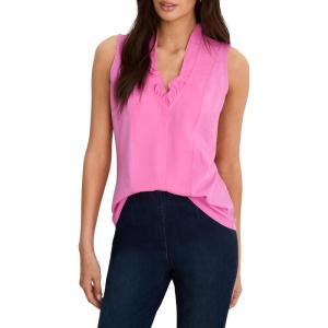 NIC+Zoe Women’s Sleeveless Stretch Ruffle Neck Tank(Crocus Pink)