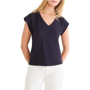 NIC+Zoe Women’s V-Neck Cap Sleeve Supima Cotton T-Shirt(Indigo Night)
