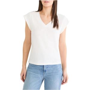NIC+Zoe Women’s V-Neck Cap Sleeve Supima Cotton T-Shirt(Paper White)