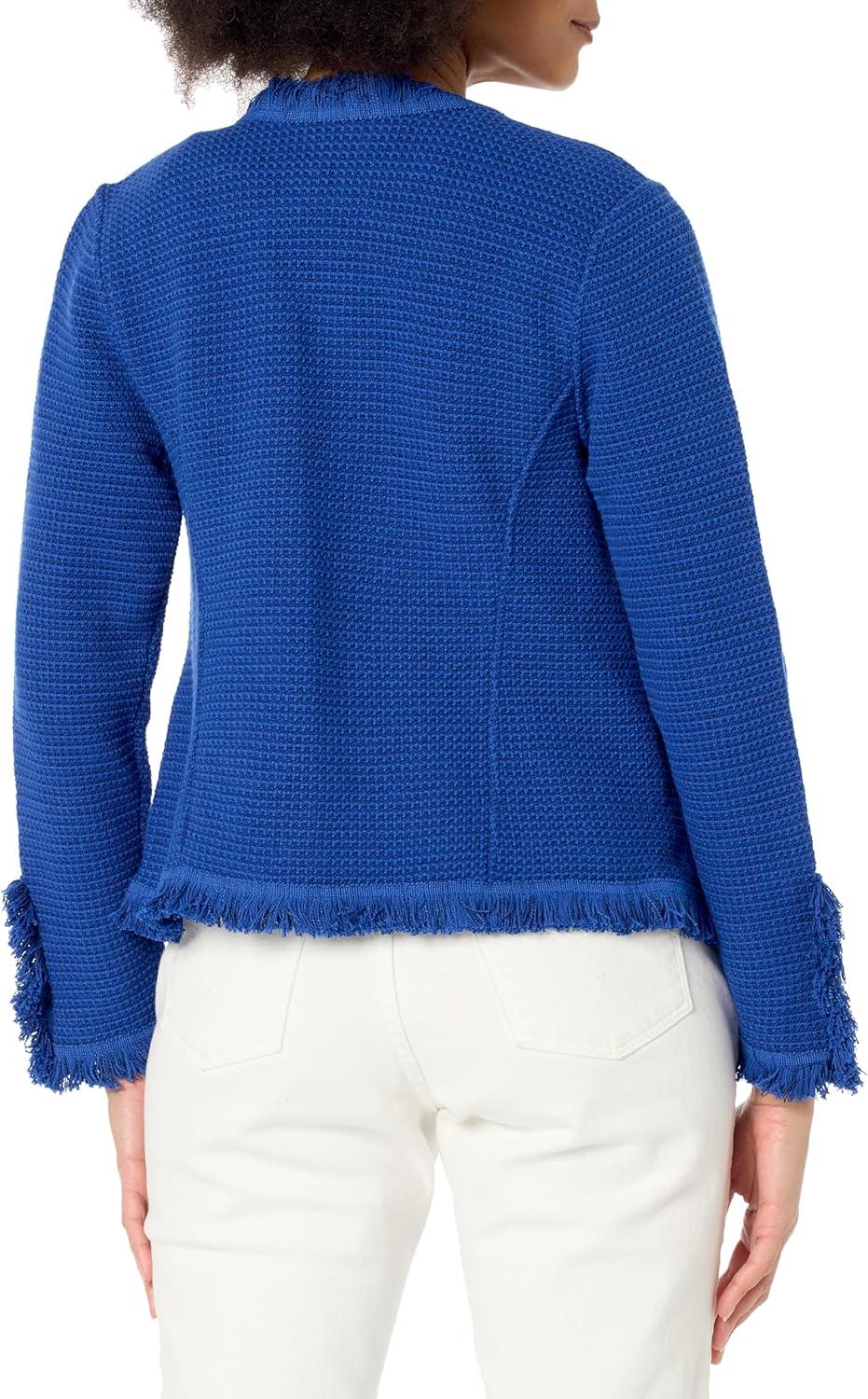 image:imageNICZOE Womens Fringe Mix Knit JacketMazarine