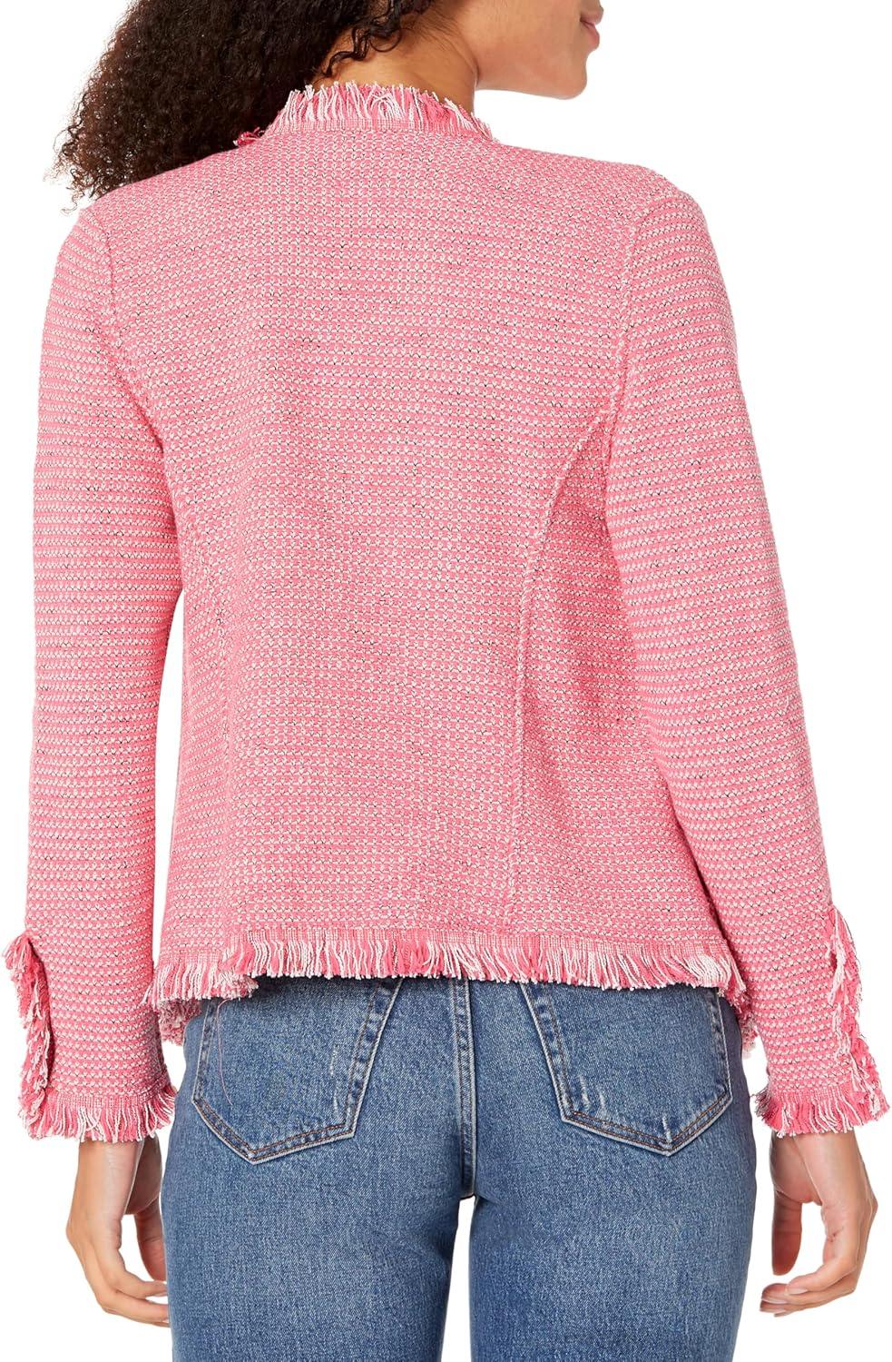 image:imageNICZOE Womens Fringe Mix Knit JacketPink Mix