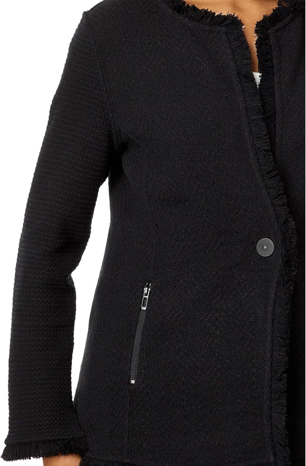 image:imageNICZOE Womens Long Fringe Mix Knit JacketBlack Onyx