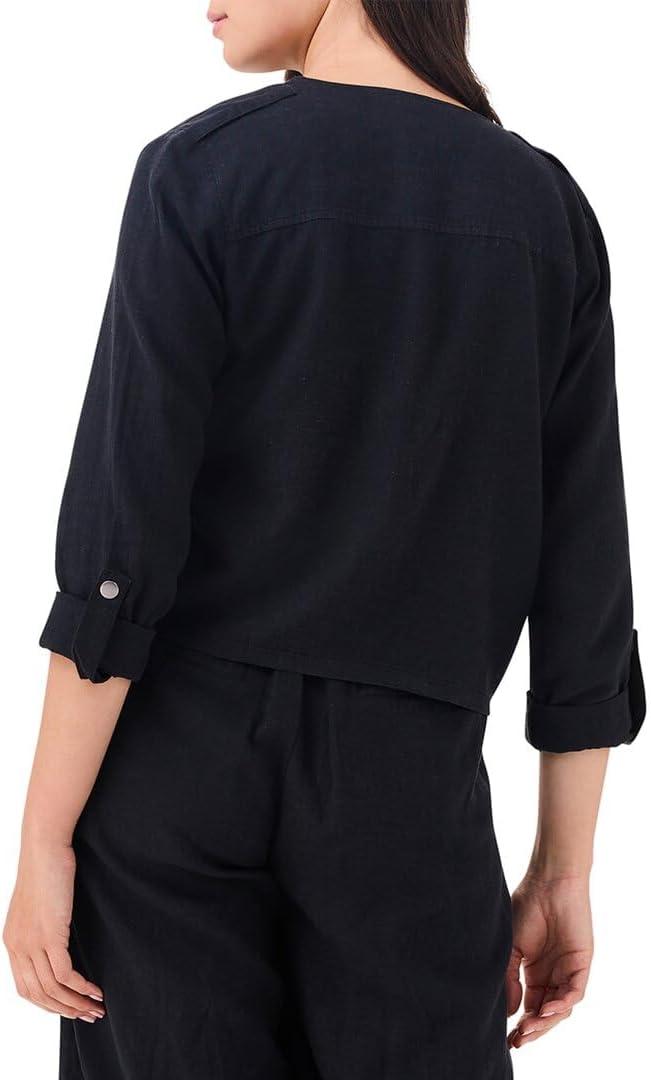 image:imageNICZOE Womens Rumba Linen Moto JacketBlack Onyx