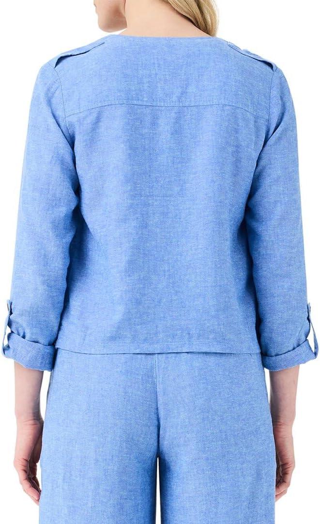 image:imageNICZOE Womens Rumba Linen Moto JacketBlue Mix