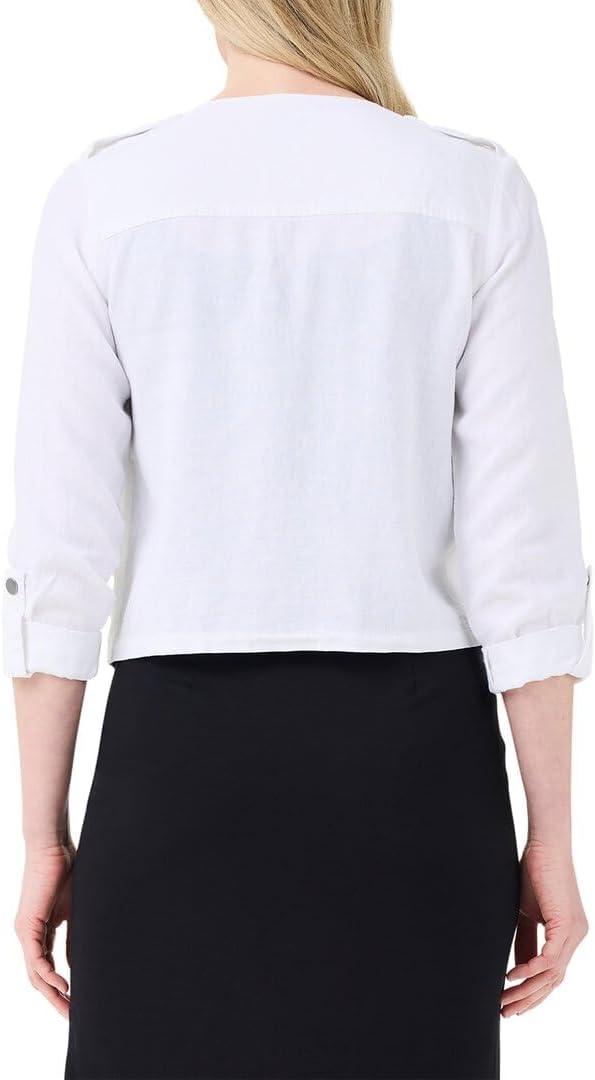 image:imageNICZOE Womens Rumba Linen Moto JacketPaper White