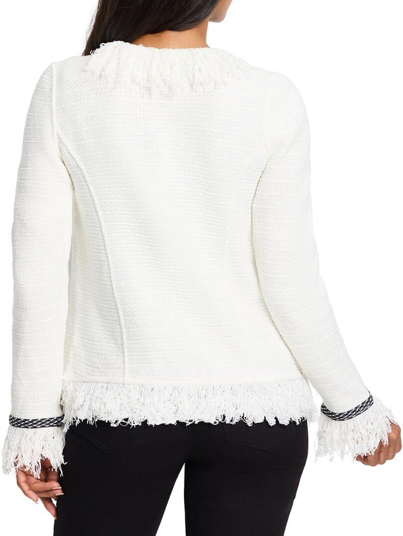 image:imageNICZOE Womens Statement Fringe Mix Knit JacketClassic Cream