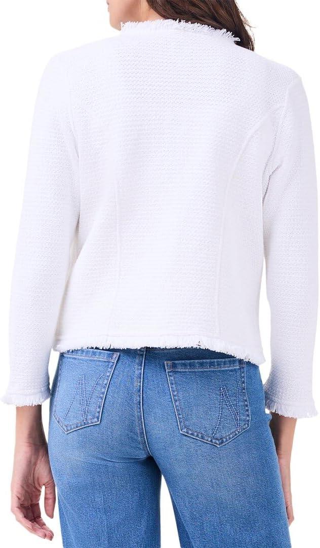 image:imageNICZoe Womens Utility Fringe Mix Knit JacketPaper White