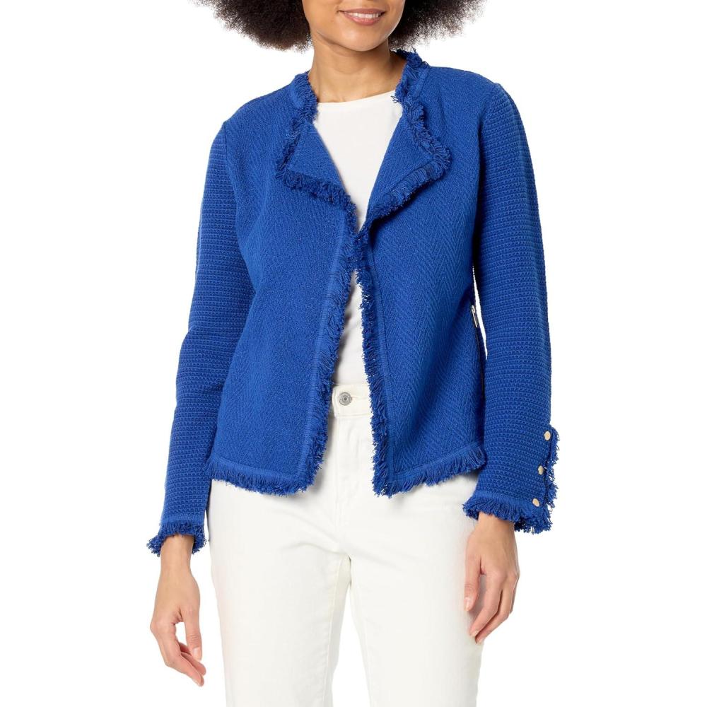 image:imageNICZOE Womens Fringe Mix Knit JacketMazarine