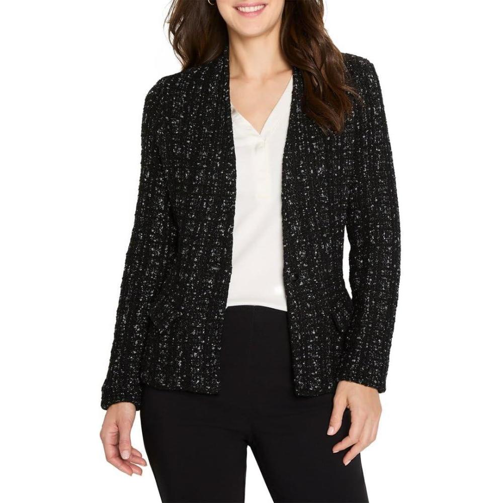 image:imageNICZOE Womens Petite Metallic Grid Knit Jacket Pp