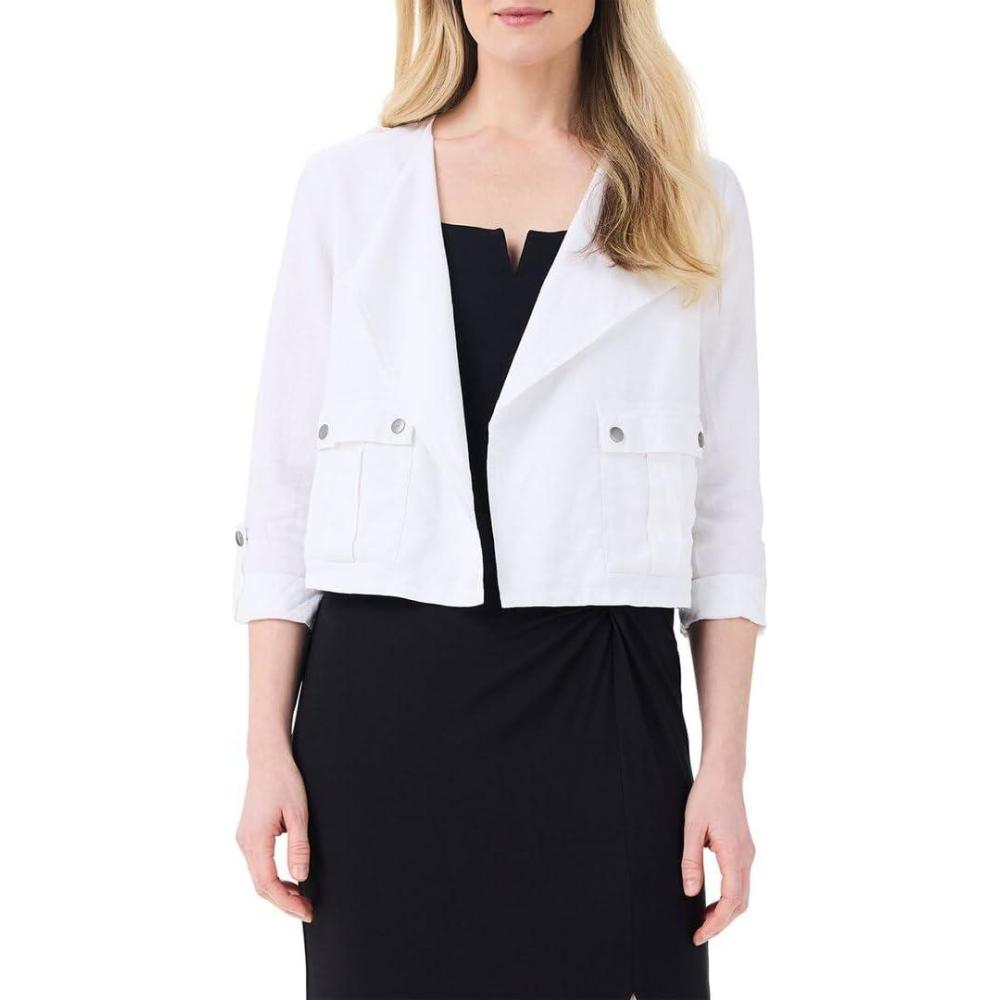 image:imageNICZOE Womens Rumba Linen Moto JacketPaper White