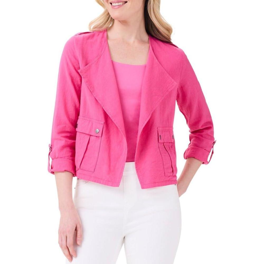 image:imageNICZOE Womens Rumba Linen Moto JacketWild Pink