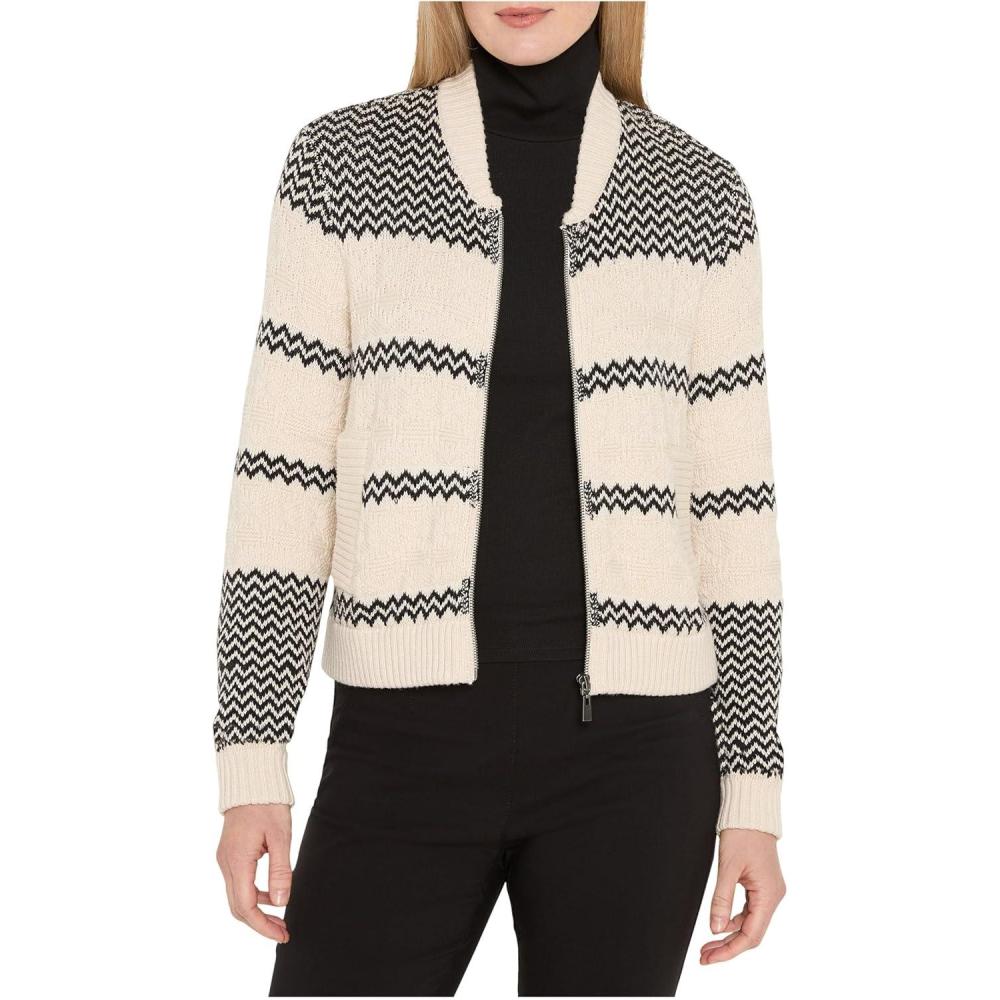 image:imageNICZOE Womens Zigzag Bomber JacketBlack Multi