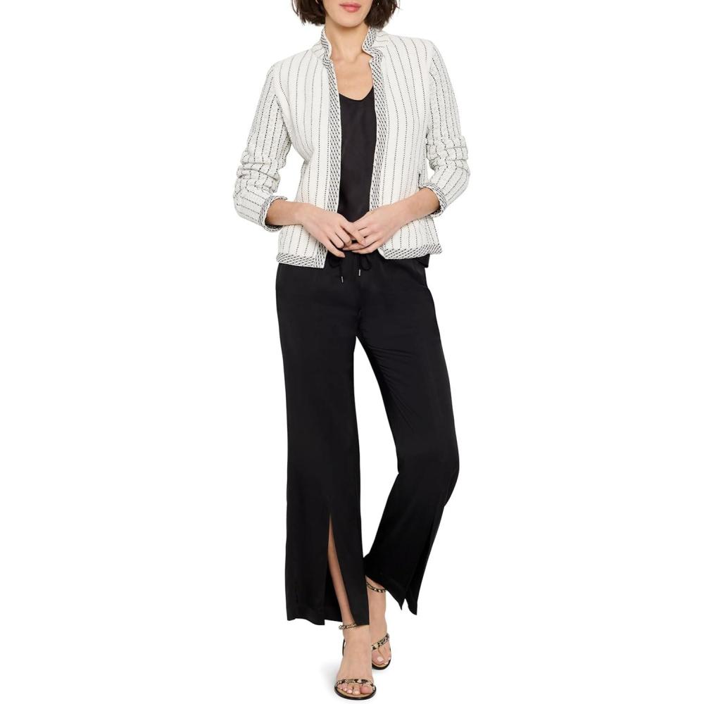 image:imageNICZoe Womens Pinstripe Notch Collar Knit JacketBlack Multi