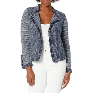 NIC+ZOE Women’s Fringe Mix Knit Jacket(Indigo Multi)