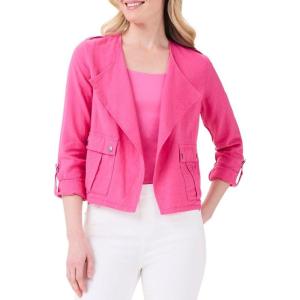 NIC+ZOE Women’s Rumba Linen Moto Jacket(Wild Pink)