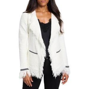 NIC+ZOE Women’s Statement Fringe Mix Knit Jacket(Classic Cream)