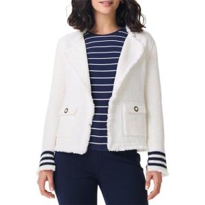 NIC+ZOE Women’s Subtle Stripe Fringe Mix Knit Jacket(Cream Multi)