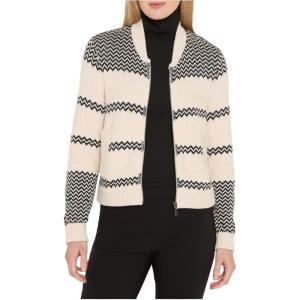 NIC+ZOE Women’s Zigzag Bomber Jacket(Black Multi)