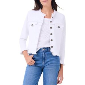NIC+Zoe Women’s Utility Fringe Mix Knit Jacket(Paper White)