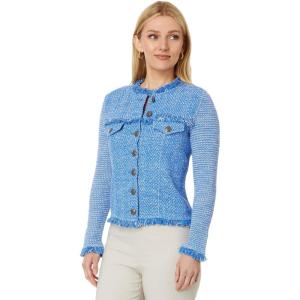 NIC+Zoe Women’s Utility Fringe Mix Knit Jacket(True Blue)